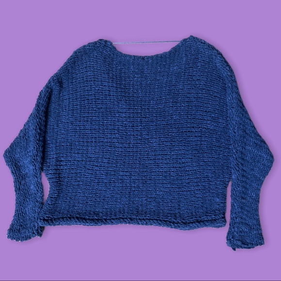 Free People Dolphin Bay Blue Cozy V-Neck Sweater XS - Picture 8 of 8
